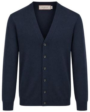 Canali V-Ausschnitt Strickjacke - Blau