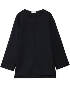 Ottod'Ame Rode Pinstripe Wollen Blouse - Zwart