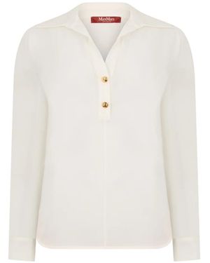 Max Mara Overhemden ,Crepe De Chine Poloshirt - Wit