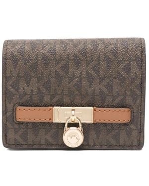 Michael Kors Bruine Monogram Portemonnee Met Gouden Slot