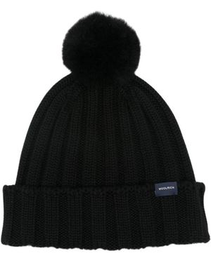 Woolrich Beanie Cashmere Pom Pom - Zwart