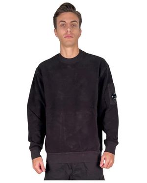 C.P. Company Brushed Emerized Diagonal Fleece Crewneck Sweatshirt - Zwart