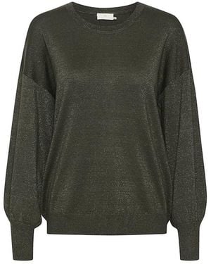 Kaffe Truien & Vesten ,Groen ,Nylon Bosnacht Gebreide Trui Met Pofmouwen