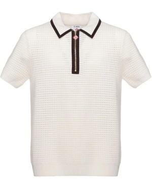CASABLANCA Tops ,Wit ,Wol Waffle Stitch Poloshirt