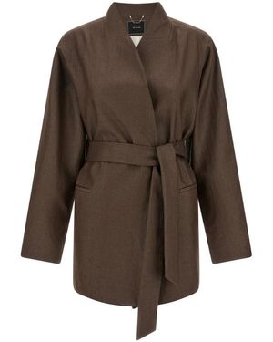Kiton Blazer Aus Leinenmischung Mit Schalkragen - Braun