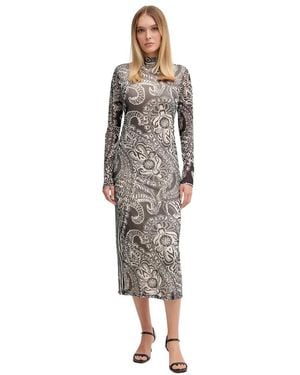MARC AUREL Ruched Midi Dress - Zwart