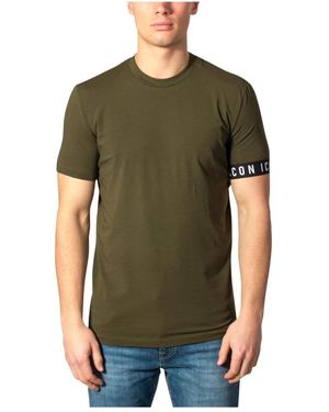 DSquared² Tops ,Groen ,Katoen Logo-Trim T-Shirt