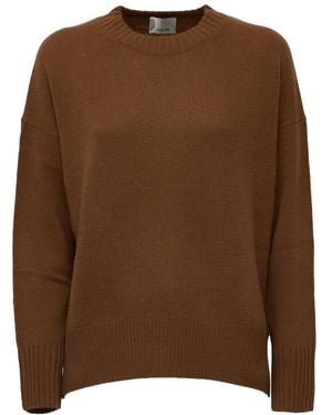 Allude Rippstrick-Pullover Mit Rundhalsausschnitt - Braun