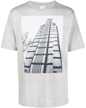 Dries Van Noten Tops ,Grijs ,Katoen Hertz T-Shirt - Wit