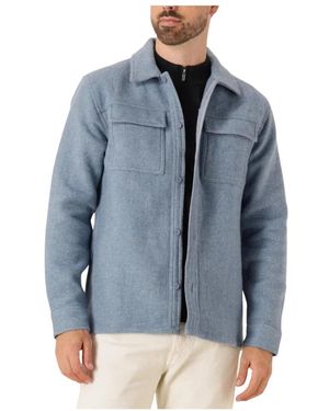 Pure Path Regular Fit Flanell-Overshirt - Blau