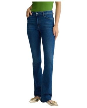 Liu Jo Jeans ,Blauw ,Katoen Hoge Taille Flared Jeans Met Strass