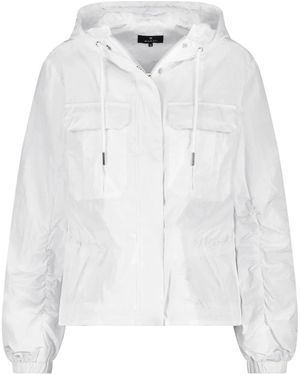 Monari Nylon Jas Met Ruches - Wit