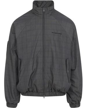 Balenciaga Jas Met Rits En Ruitmotief - Grijs
