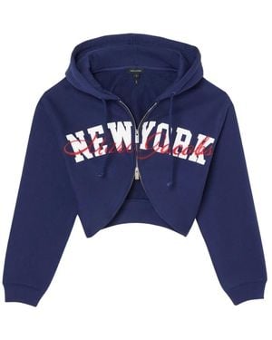 Marc Jacobs Hoodies & Sweatvesten ,Blauw ,Katoen Canal Street Cropped Zip Up