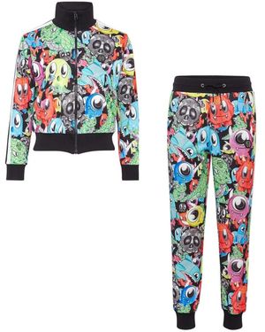 Philipp Plein Jumpsuits & Playsuits ,Veelkleurig ,Leer Lil' Monster Gang Trainingspak - Blauw