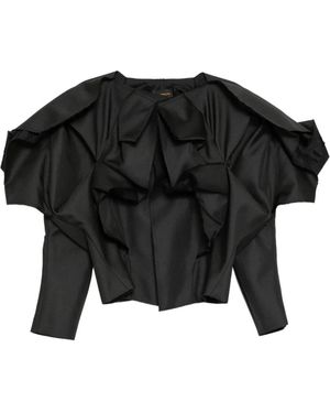 Comme des Garçons Overhemden ,Zwart ,Polyester Gekreukelde Jas