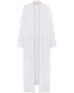 Valentino Garavani Witte Kant Cardigan Voor Dagelijkse Elegantie