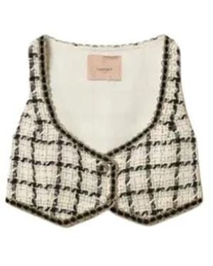 Twinset Jassen ,Wit ,Cropped Bouclé Top