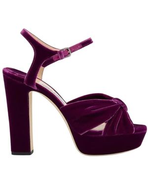 Jimmy Choo Velours Platform Sandalen - Paars