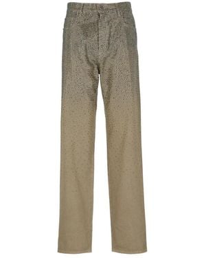 Golden Goose Braune Baumwollhose Mit Strass-Details - Grau