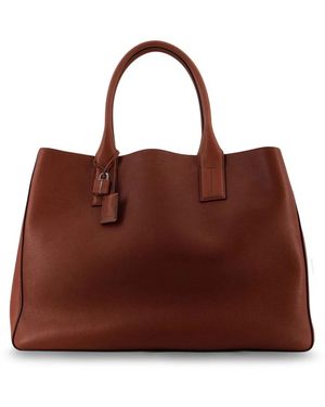 Tom Ford Grain Leather T-Line East-West Tote - Braun