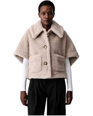 Max Mara Faux Fur &Amp; Shearling Jackets - Natur