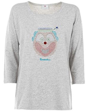 Braccialini Rhinestone Embellished Cotton Blend Jumper - Grey