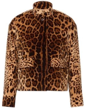 Max Mara Jassen ,Bruin ,Katoen Giacca Boxy Animalier