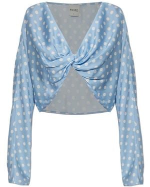 Posse Overhemden ,Blauw ,Satijn Tillie Long Sleeve Top