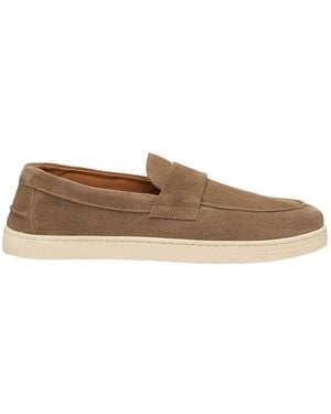 Elia Maurizi Handgefertigter Wildleder Penny Loafer - Braun