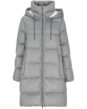 Peserico Gesteppte Lange Daunenjacke - Grau