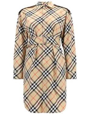 Burberry Shirt Dresses - Natural