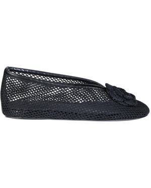 Ganni Schoenen ,Zwart ,Polyester Jenny Ballerina Mesh Flower - Blauw
