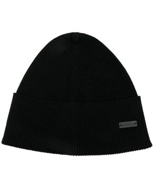 Saint Laurent Schwarze kaschmir strick logo mütze