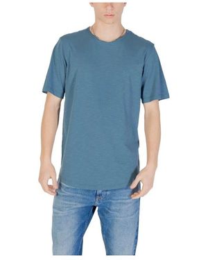 Jack & Jones Blaues Baumwoll-T-Shirt Kurzarm