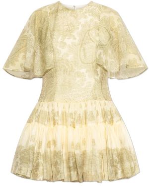 AllSaints Kleedjes ,Geel ,Polyester Yanna Slim Fit Mini-Jurk Met Volant