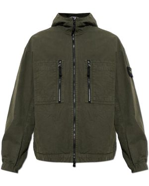 Stone Island Jassen ,Groen ,Katoen Jas Met Logopatch