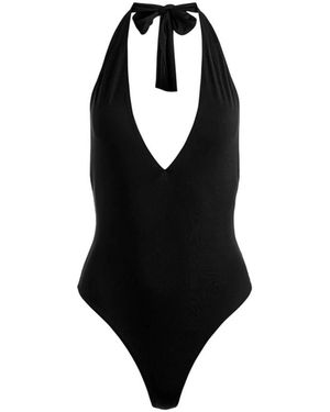 Alice + Olivia Bodysuit Met Diepe V-Hals - Zwart