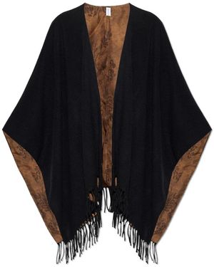 Ferragamo Wendbarer Poncho Mit Fransen - Schwarz