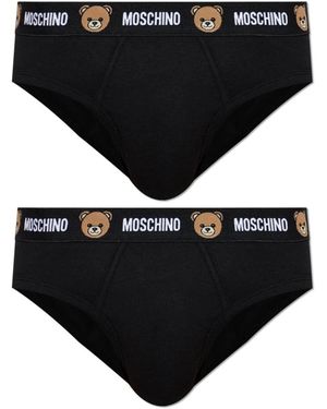 Moschino Ondergoed ,Zwart ,Katoen Twee-Pack Katoenen Briefs