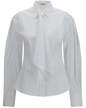 Brunello Cucinelli Katoenen Mix Blouse Met Strik - Grijs