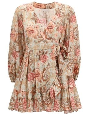 Zimmermann Kleedjes ,Veelkleurig ,Katoen Daylight Wrap Mini Jurk - Roze