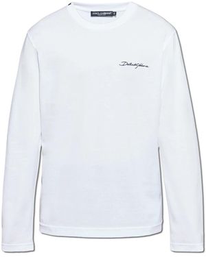 【送料&関税込】Dolce & Gabbana Long-sleeved Jersey T-sh Oversize jersey T-shirt with raised DG logo embroidery in