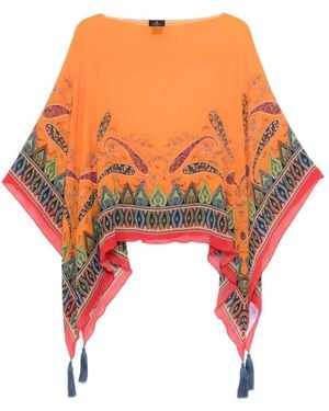 Etro Paisley Print Cape - Orange