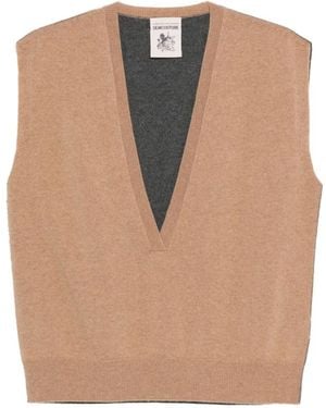 Semicouture V-Neck Knitwear - Natural