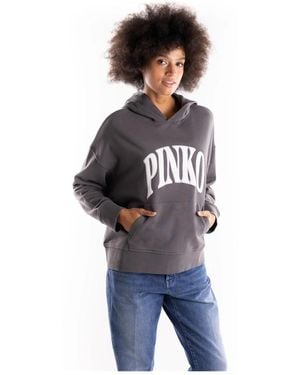 Pinko Grauer Oversized Pullover Mit Logo-Print - Blau