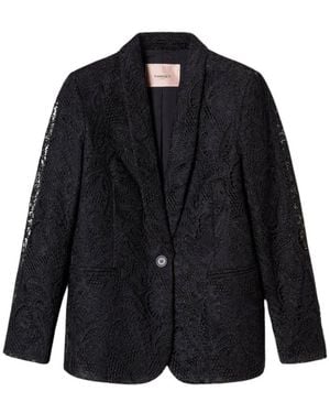 Twinset Jassen ,Zwart ,Leer Giacca Blazer