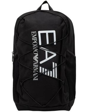 EA7 Rucksack Aus Beschichtetem Stoff - Schwarz