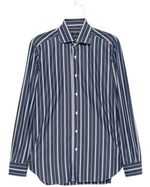 Barba Napoli Overhemden ,Blauw ,Katoen Overhemd Met Verticale Strepen