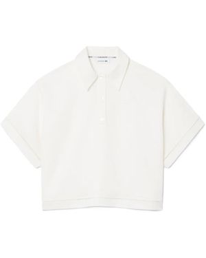 Lacoste Tops ,Wit ,Linnen Fluid Twill Oversized Poloshirt
